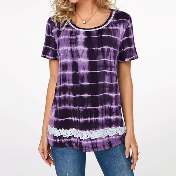 Women Summer Lace Patchwork O-Neck Casual Short Sleeve Tops T-Shirt Blouse Women Summer Lace Patchwork O-Neck Casual Short Sleeve Tops T-Shirt Blouse